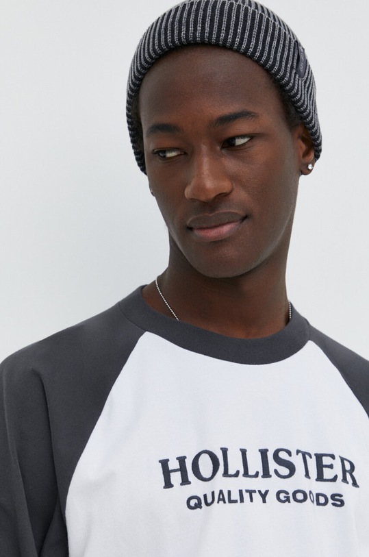 Βαμβακερή μπλούζα με μακριά μανίκια Hollister Co. γκρί KI323.4007.901