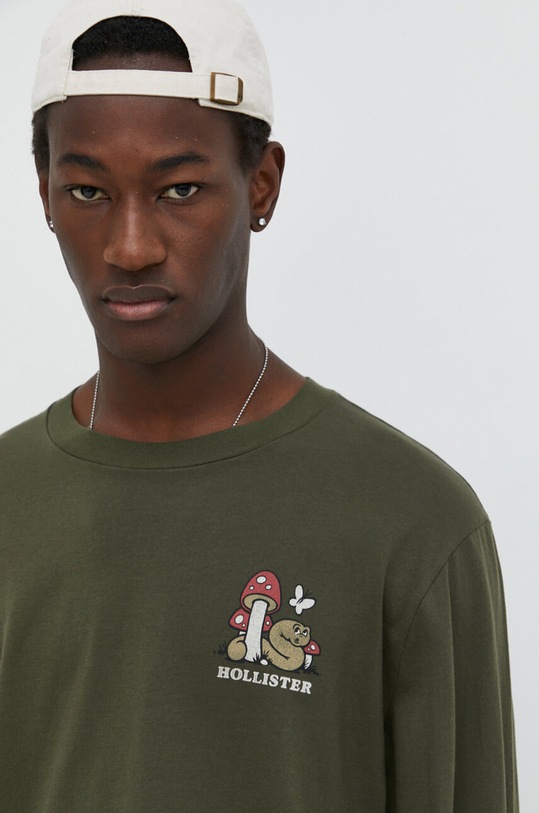 Βαμβακερή μπλούζα με μακριά μανίκια Hollister Co. πράσινο KI323.4037.330