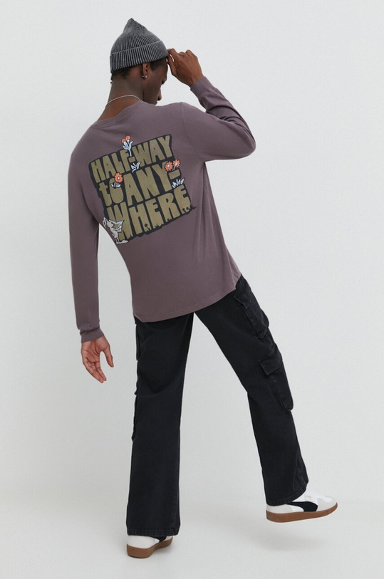 Hollister Co. longsleeve bawełniany nadruk fioletowy KI323.4037.631