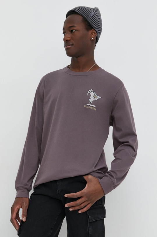 Hollister Co. longsleeve bawełniany KI323.4037.631 fioletowy SS24