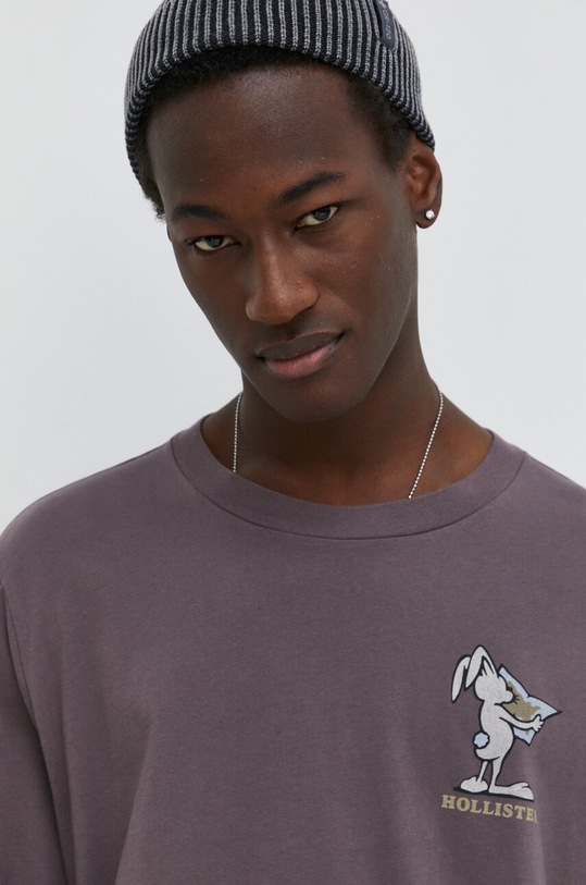 Odzież Hollister Co. longsleeve bawełniany KI323.4037.631 fioletowy