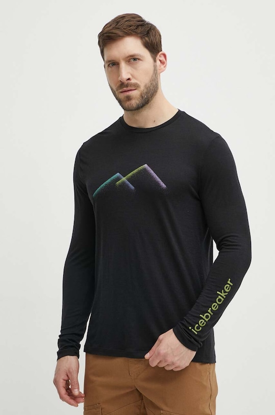 Icebreaker longsleeve sportowy Merino 150 Tech Lite III regular czarny IB0A56WJ0011