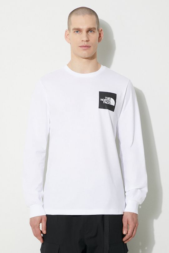 The North Face longsleeve bawełniany M L/S Fine Tee nadruk biały NF0A87NCFN41
