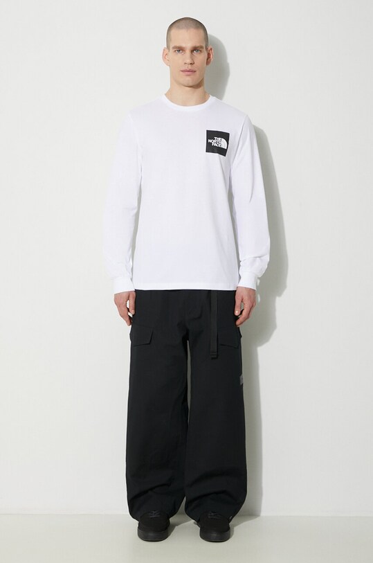Βαμβακερή μπλούζα με μακριά μανίκια The North Face M L/S Fine Tee NF0A87NCFN41 λευκό SS24