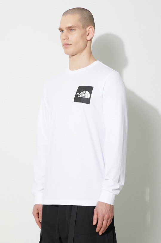 Βαμβακερή μπλούζα με μακριά μανίκια The North Face M L/S Fine Tee λευκό NF0A87NCFN41