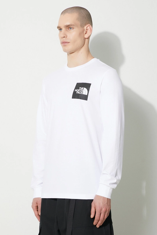 The North Face longsleeve bawełniany M L/S Fine Tee biały NF0A87NCFN41