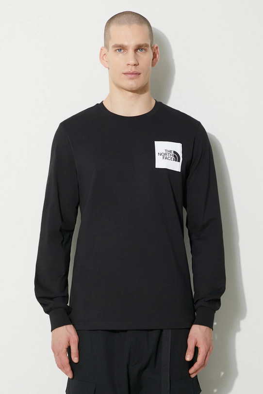 The North Face longsleeve din bumbac M L/S Fine Tee print negru NF0A87NCJK31