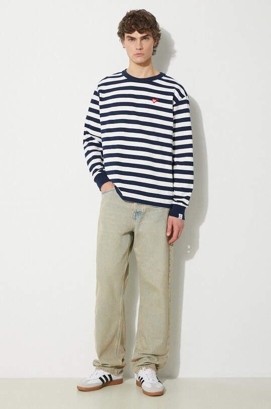 Human Made longsleeve din bumbac Graphic Longsleeve HM27CS018 bleumarin SS24