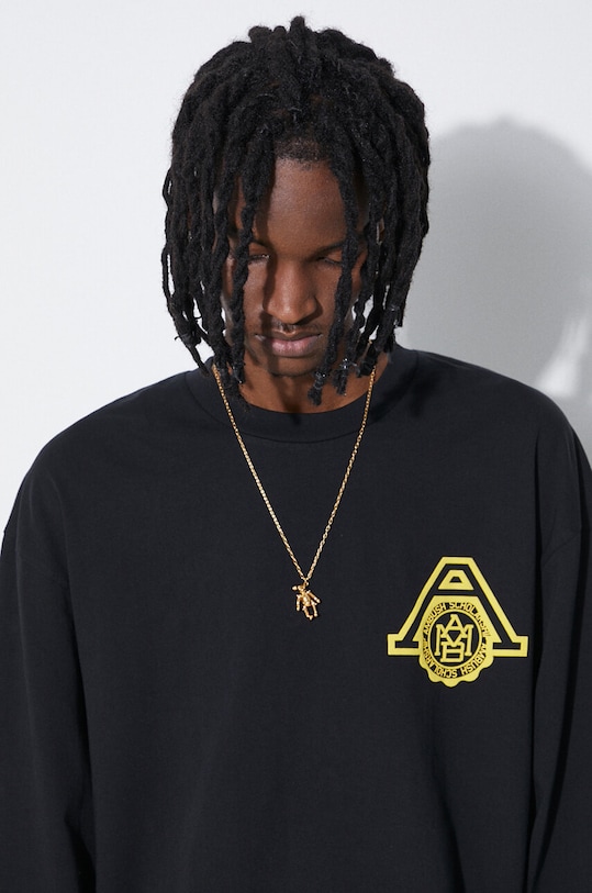 Хлопковый лонгслив AMBUSH Amb Scholarship BMAB002S24JER0011018 чёрный