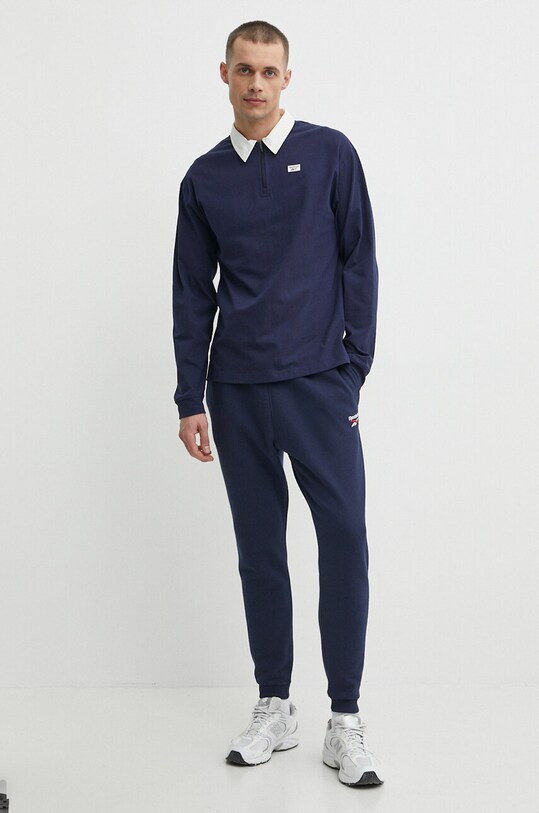 Reebok longsleeve din bumbac Court Sport 100075580 bleumarin SS24