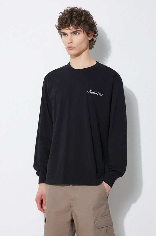 NEIGHBORHOOD cotton longsleeve top black 241PCNH.LT03