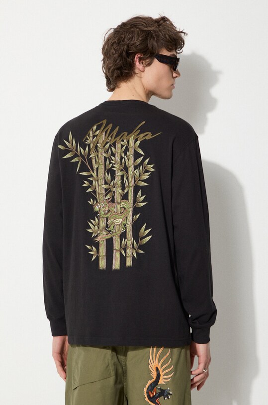 Îmbrăcăminte Maharishi longsleeve din bumbac Dragon Bamboo 5080.BLACK negru