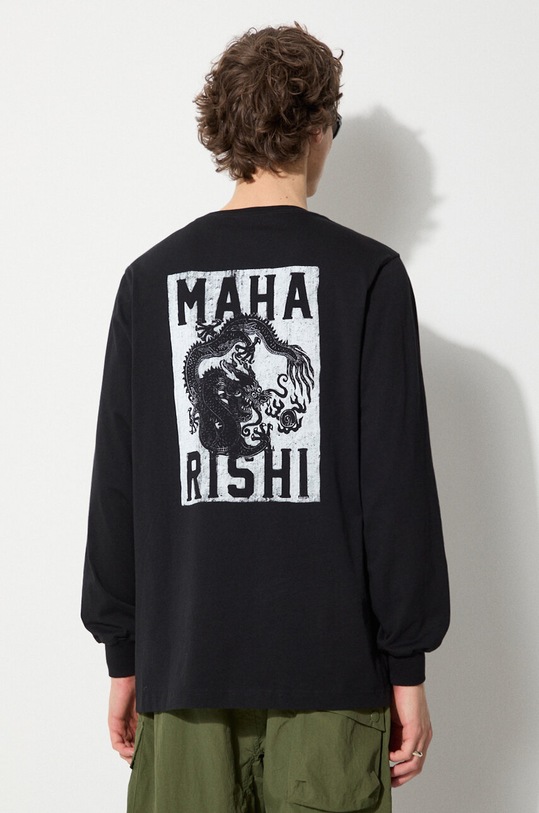 Odzież Maharishi longsleeve bawełniany Woodblock Dragon 1277.BLACK czarny