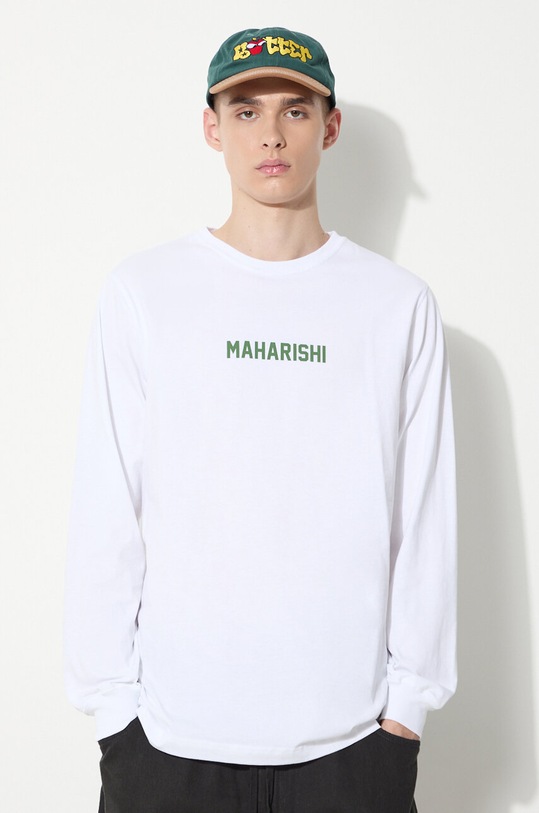 Oblečení Bavlněné tričko s dlouhým rukávem Maharishi Woodblock Dragon L/S 1277.WHITE bílá