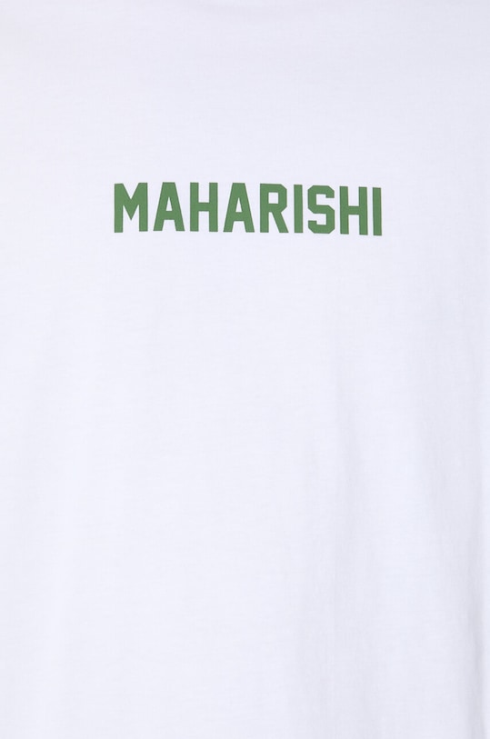 Bavlněné tričko s dlouhým rukávem Maharishi Woodblock Dragon L/S 1277.WHITE