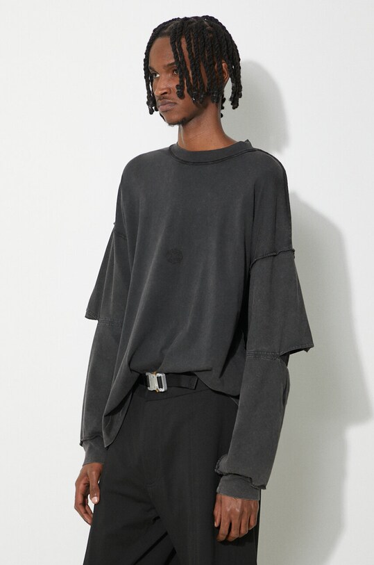 Bavlnené tričko s dlhým rukávom 1017 ALYX 9SM Cut-Out Elbow Longsleeve čierna AAUTS0454FA01