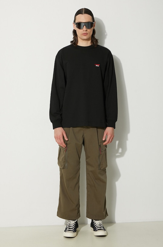 Nanga camicia a maniche lunghe Eco Hybrid Box Logo Embroidery Longsleeve Tee NW2411.1G803.A nero SS24