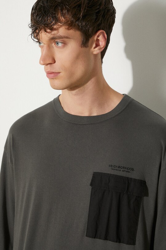 NEIGHBORHOOD cotton longsleeve top Design Crewneck 241UWNH.CSM04 green