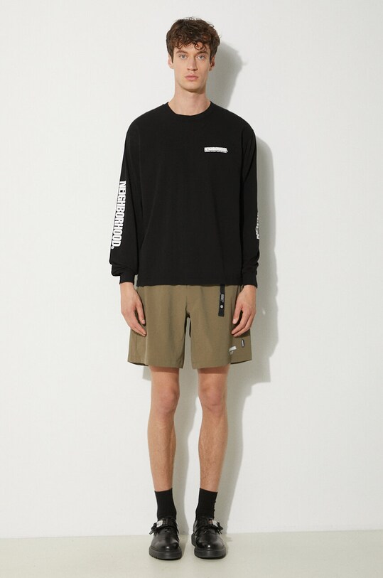 Pamučna majica dugih rukava NEIGHBORHOOD 241PCNH.LT01 crna SS24