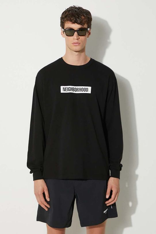 Бавовняний лонгслів NEIGHBORHOOD NH . Tee Longsleeve-2 надрук чорний 241PCNH.LT02