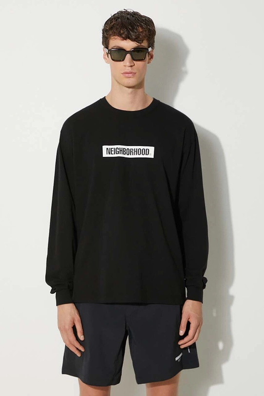 NEIGHBORHOOD longsleeve din bumbac NH . Tee Longsleeve-2 print negru 241PCNH.LT02