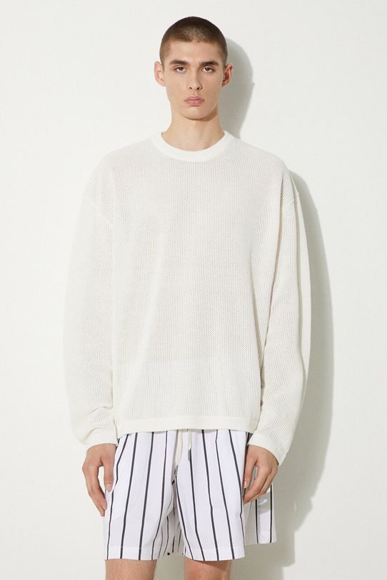 MKI MIYUKI ZOKU longsleeve din bumbac Loose Gauge Long Sleeve uni alb LOOSE.GAUGE.LONG.SLEEVE