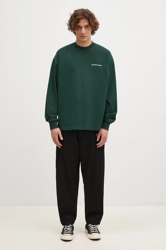 Pamučna majica dugih rukava MKI MIYUKI ZOKU Uniform Long Sleeve Tee UNIFORM.LONG.SLEEVE.TEE zelena