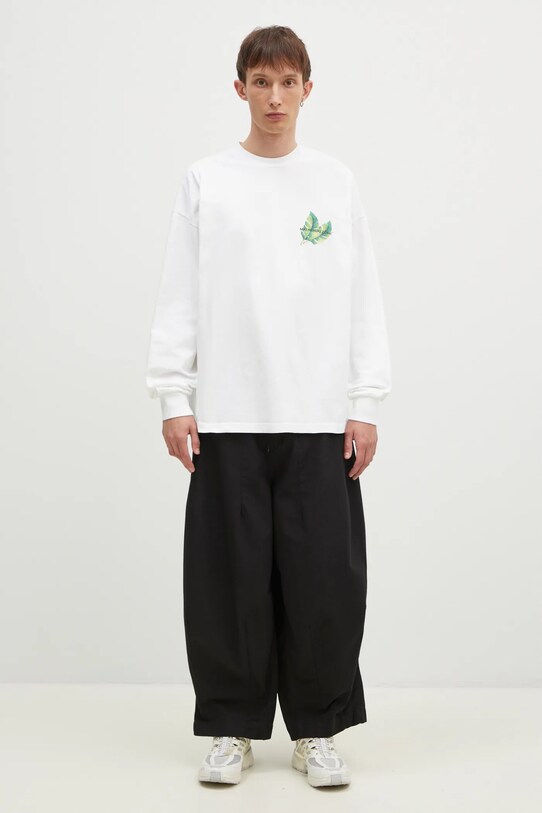 MKI MIYUKI ZOKU top a maniche lunghe in cotone Leaf Long Sleeve Tee LEAF.LONG.SLEEVE.TEE bianco