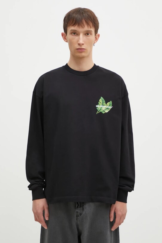 Bavlnené tričko s dlhým rukávom MKI MIYUKI ZOKU Leaf Long Sleeve Tee LEAF.LONG.SLEEVE.TEE čierna SS24
