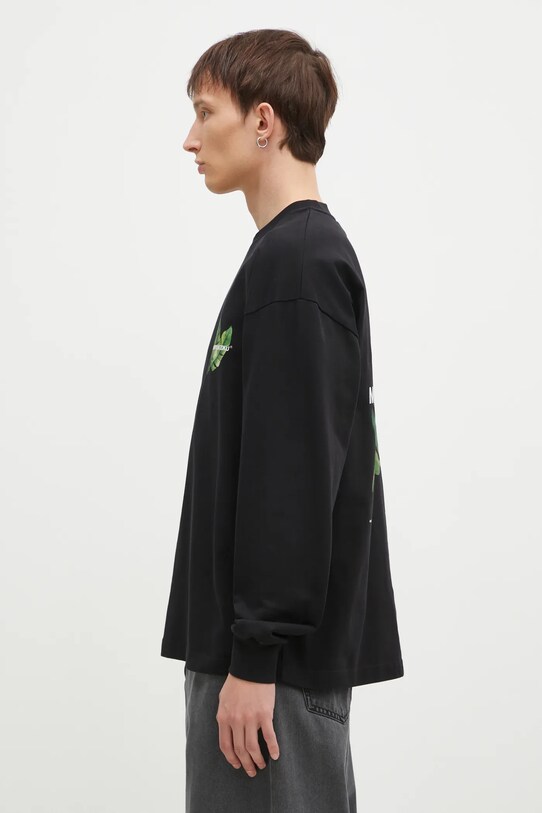 Oblečenie Bavlnené tričko s dlhým rukávom MKI MIYUKI ZOKU Leaf Long Sleeve Tee LEAF.LONG.SLEEVE.TEE čierna