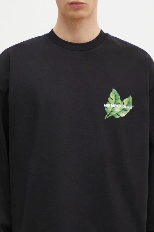 MKI MIYUKI ZOKU cotton longsleeve top Leaf Long Sleeve Tee black LEAF.LONG.SLEEVE.TEE