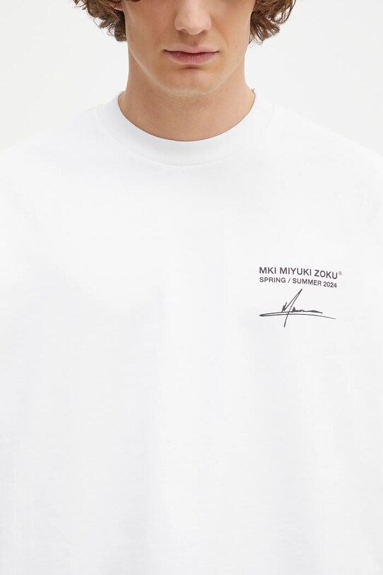 MKI MIYUKI ZOKU longsleeve din bumbac Resort Long Sleeve Tee alb RESORT.LONG.SLEEVE.TEE