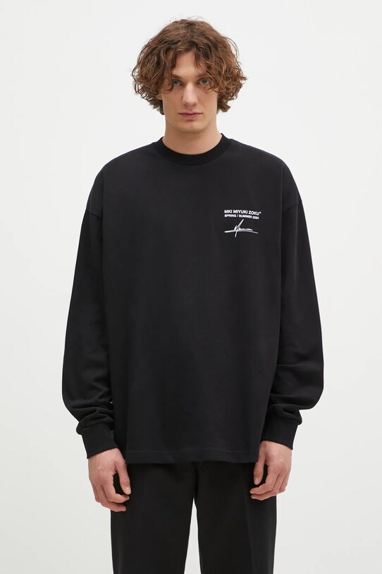 Pamučna majica dugih rukava MKI MIYUKI ZOKU Resort Long Sleeve Tee RESORT.LONG.SLEEVE.TEE crna SS24
