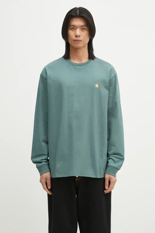 Carhartt WIP cotton longsleeve top L/S Chase T-Shirt relaxed green I026392.2N0XX
