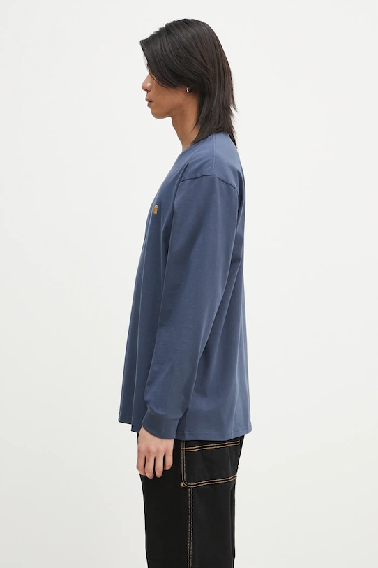 Памучна блуза с дълги ръкави Carhartt WIP L/S Chase T-Shirt I026392.2Q8XX син SS25