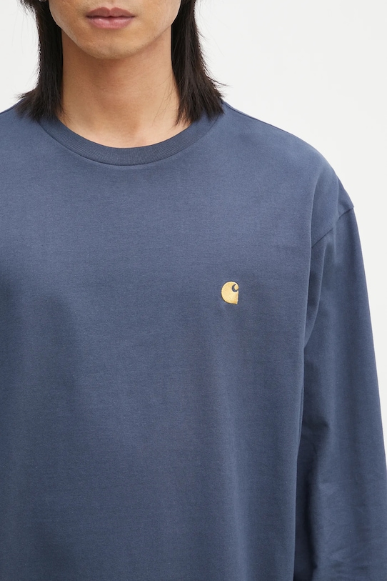 Памучна блуза с дълги ръкави Carhartt WIP L/S Chase T-Shirt син I026392.2Q8XX
