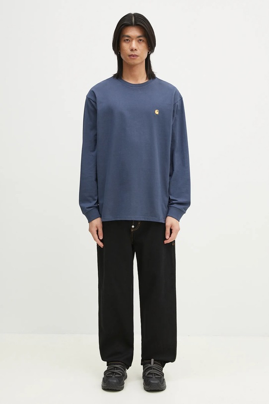 Памучна блуза с дълги ръкави Carhartt WIP L/S Chase T-Shirt I026392.2Q8XX син