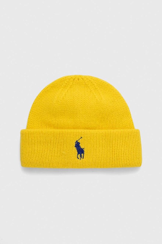Вовняна шапка Polo Ralph Lauren вовна жовтий 455931421