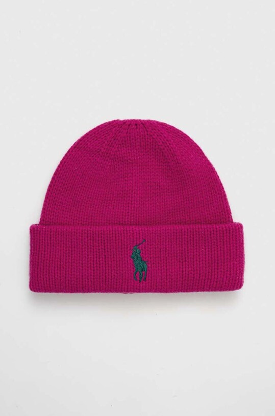 Шерстяная шапка Polo Ralph Lauren шерсть розовый 455931421