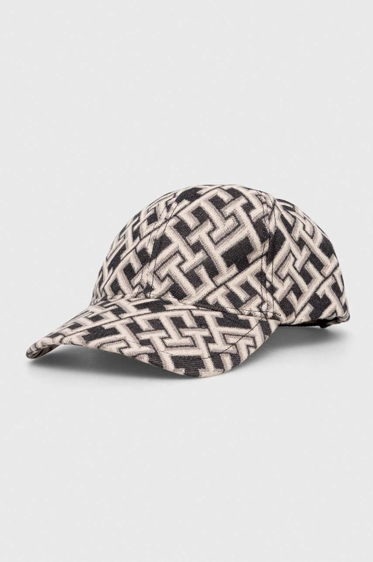Tommy Hilfiger czapka z daszkiem bawełniana wzorzyste czarny AW0AW15773