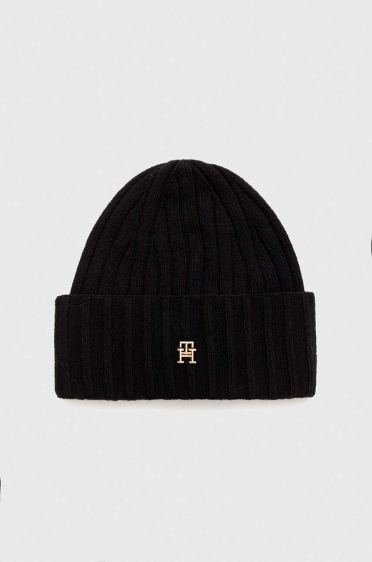 Tommy Hilfiger czapka z domieszką wełny z domieszką wełny czarny AW0AW15779