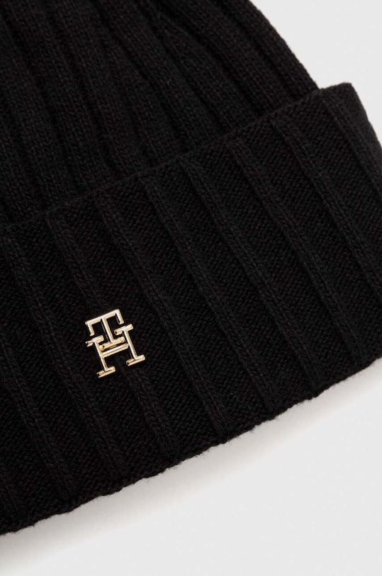 Akcesoria Tommy Hilfiger czapka z domieszką wełny AW0AW15779 czarny