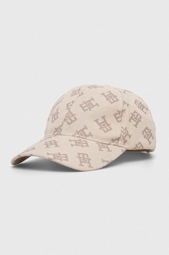 Tommy Hilfiger czapka z daszkiem bawełniana wzorzyste beżowy AW0AW15781