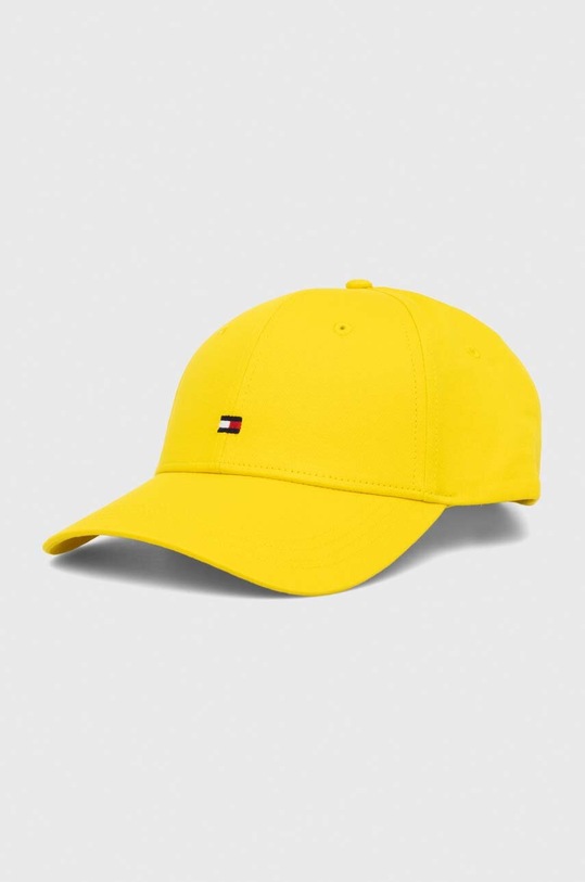 Tommy Hilfiger czapka z daszkiem bawełniana aplikacja żółty AW0AW15785
