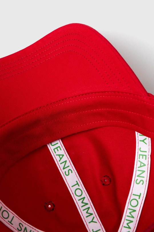 Bavlněná baseballová čepice Tommy Jeans červená AW0AW15845