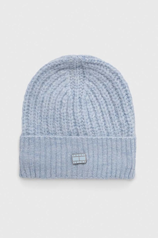 Čepice z vlněné směsi Tommy Jeans s příměsí vlny modrá AW0AW15846