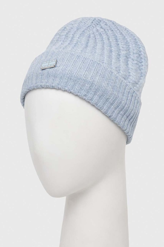 Čepice z vlněné směsi Tommy Jeans AW0AW15846 modrá SS24