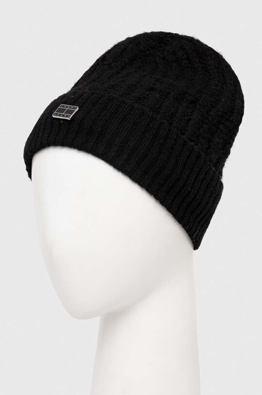 Tommy Jeans căciulă din amestec de lână AW0AW15846 negru SS24