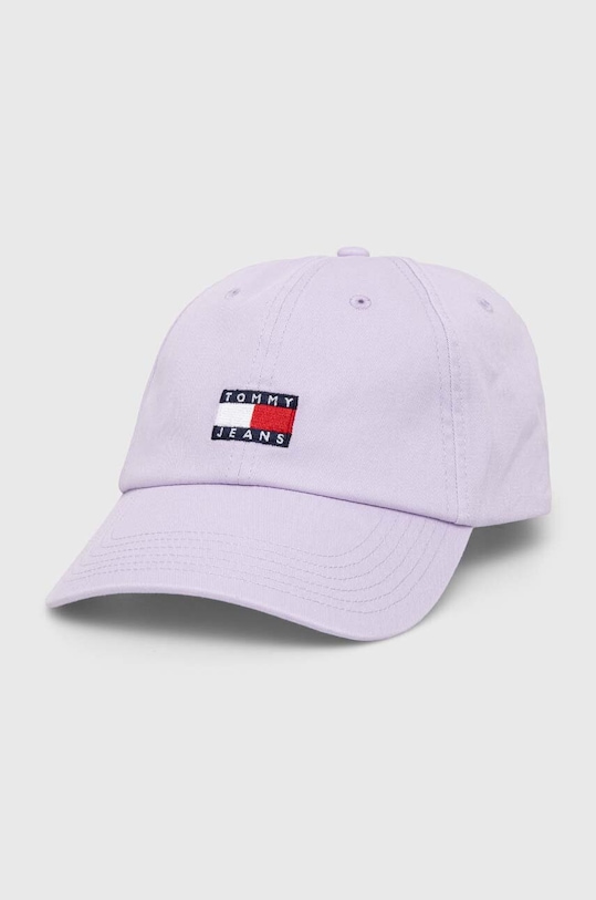 Tommy Jeans czapka z daszkiem bawełniana aplikacja fioletowy AW0AW15848