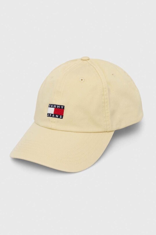 Tommy Jeans czapka z daszkiem bawełniana aplikacja żółty AW0AW15848